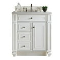 thumbnail image 1 of James Martin Furniture 157-V30-CWH-3AF 30 in. Bristol Cottage White Single Bathroom Vanity with 3 cm Arctic Fall Solid Surface Top, 1 of 7