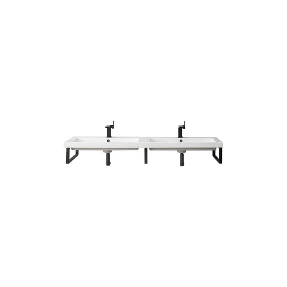 James Martin Furniture 18 in. Three Boston Wall Brackets Matte Black with 63 in. White Glossy Composite Countertop