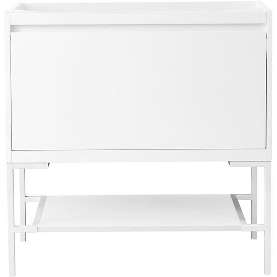 James Martin Furniture 35.4 in. Milan Single Vanity Cabinet, Glossy White