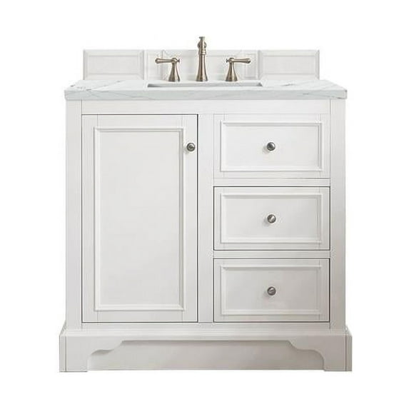 James Martin Furniture 36 in. De Soto Single Vanity with 3 cm Ethereal Noctis Quartz Top, Bright White