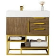 thumbnail image 1 of James Martin Furniture 388-V36-LTO-RG-MW 36 in. Columbia Latte Oak & Radiant Gold Single Bathroom Vanity with Matte White Solid Surface Top, 1 of 7