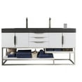 thumbnail image 1 of James Martin Furniture 388-V72D-GW-BN-DGG 72 in. Columbia Glossy White Double Bathroom Vanity with Glossy Dark Gray Solid Surface Top, 1 of 7