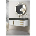 thumbnail image 1 of James Martin Furniture 389-V48-GW-G-DGG 48 in. Mercer Island Glossy White & Radiant Gold Single Bathroom Vanity with Glossy Dark Gray Solid Surface Top, 1 of 3