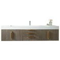 thumbnail image 1 of James Martin Furniture 389-V72S-AGR-G-MW 72 in. Mercer Island Ash Gray & Radiant Gold Single Bathroom Vanity with Matte White Solid Surface Top, 1 of 2