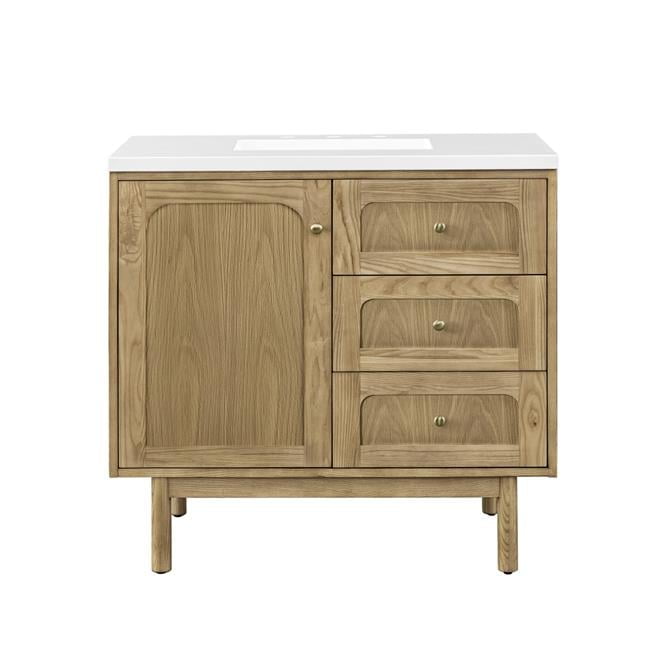 Laurent 36" Light Natural Oak Single Vanity Base
