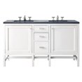 thumbnail image 1 of James Martin Furniture  60 in. Addison Double Vanity Cabinet with 3 cm Charcoal Soapstone Quartz Top, Glossy White, 1 of 1