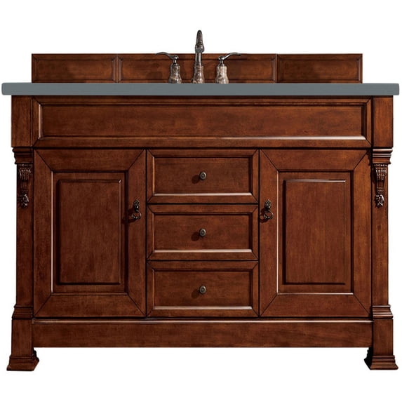 James Martin Furniture 60 in. Brookfield Warm Cherry Single Vanity with 3 cm Cala Blue Quartz Top