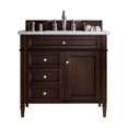 thumbnail image 1 of James Martin Furniture 650-V36-BNM-3OCAR 36 in. Brittany Burnished Mahogany Single Bathroom Vanity with 3 cm Carrara White Top & Oval Sink, 1 of 6