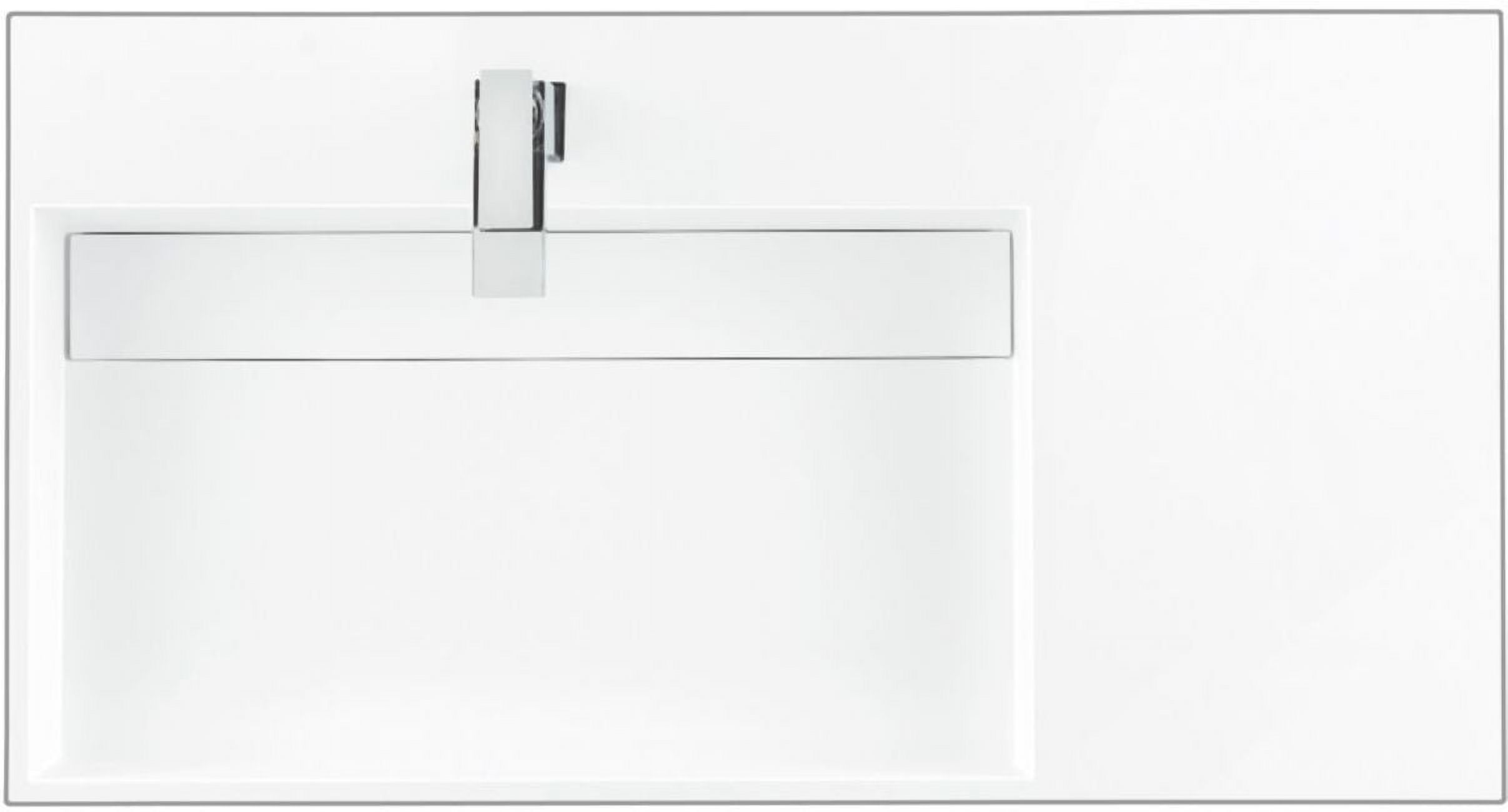 Glossy White Single Stone Vanity Top with Rectangular Sink