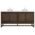 thumbnail image 1 of James Martin Furniture E645-V72-MCA-3CLW 72 in. Athens Double Vanity Cabinet with 3 CM Classic White Quartz Top, Mid Century Acacia, 1 of 3