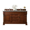 thumbnail image 1 of James Martin Vanities 60" Double Vanity, Warm Cherry w/ 3 CM Victorian Silver Quartz Top, 1 of 5