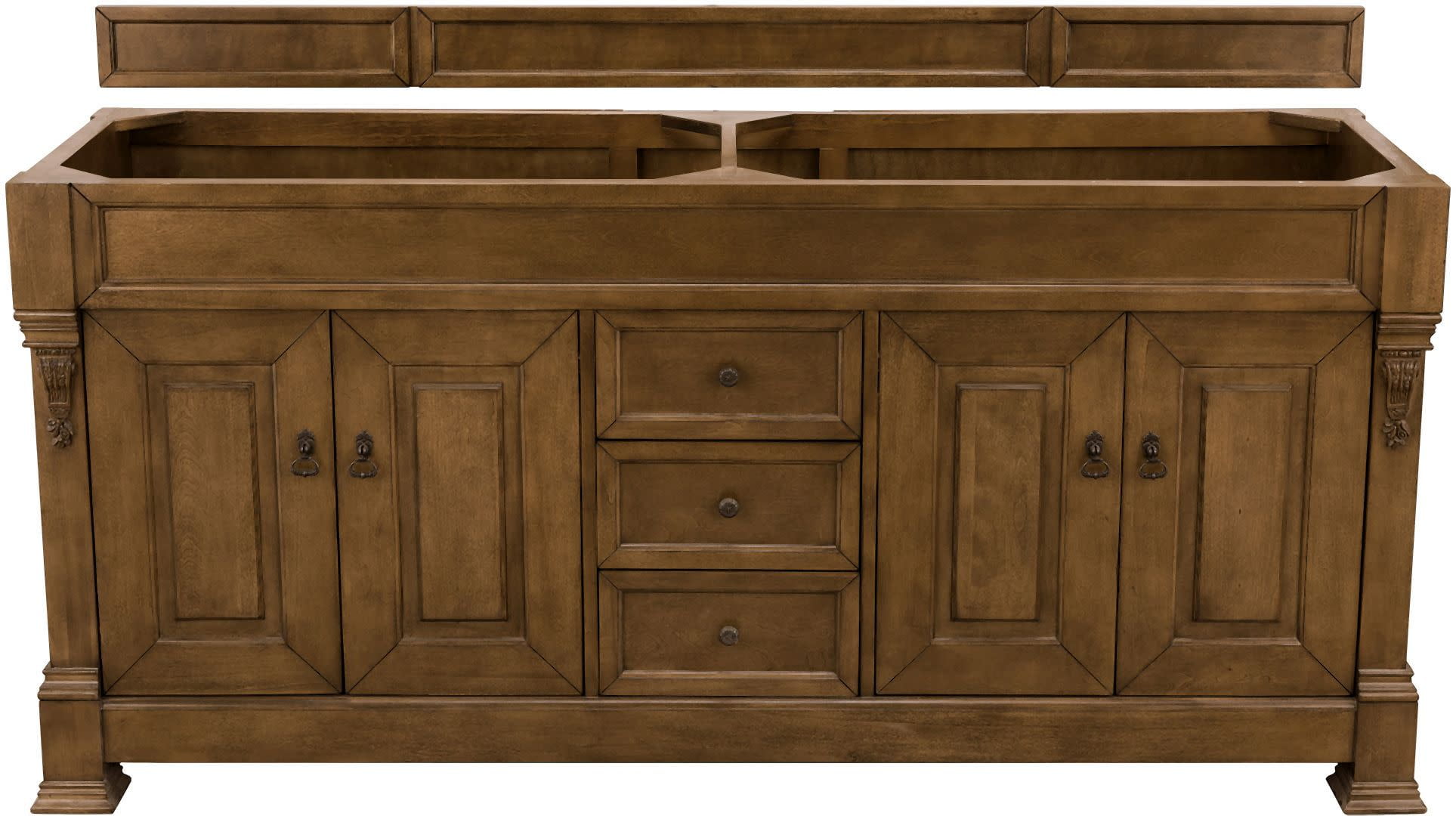 Brookfield 72" Light Wood Double Vanity with Porcelain Sinks