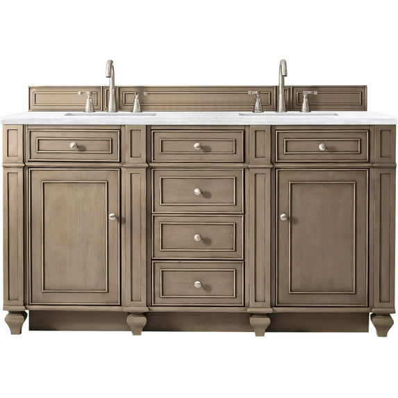 James Martin Vanities 157-V60d-3Af Bristol 60" Free Standing Double Basin Hardwood Vanity