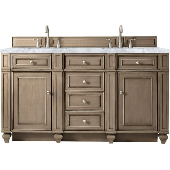James Martin Vanities 157-V60d-3Car Bristol 60" Free Standing Double Basin Hardwood Vanity