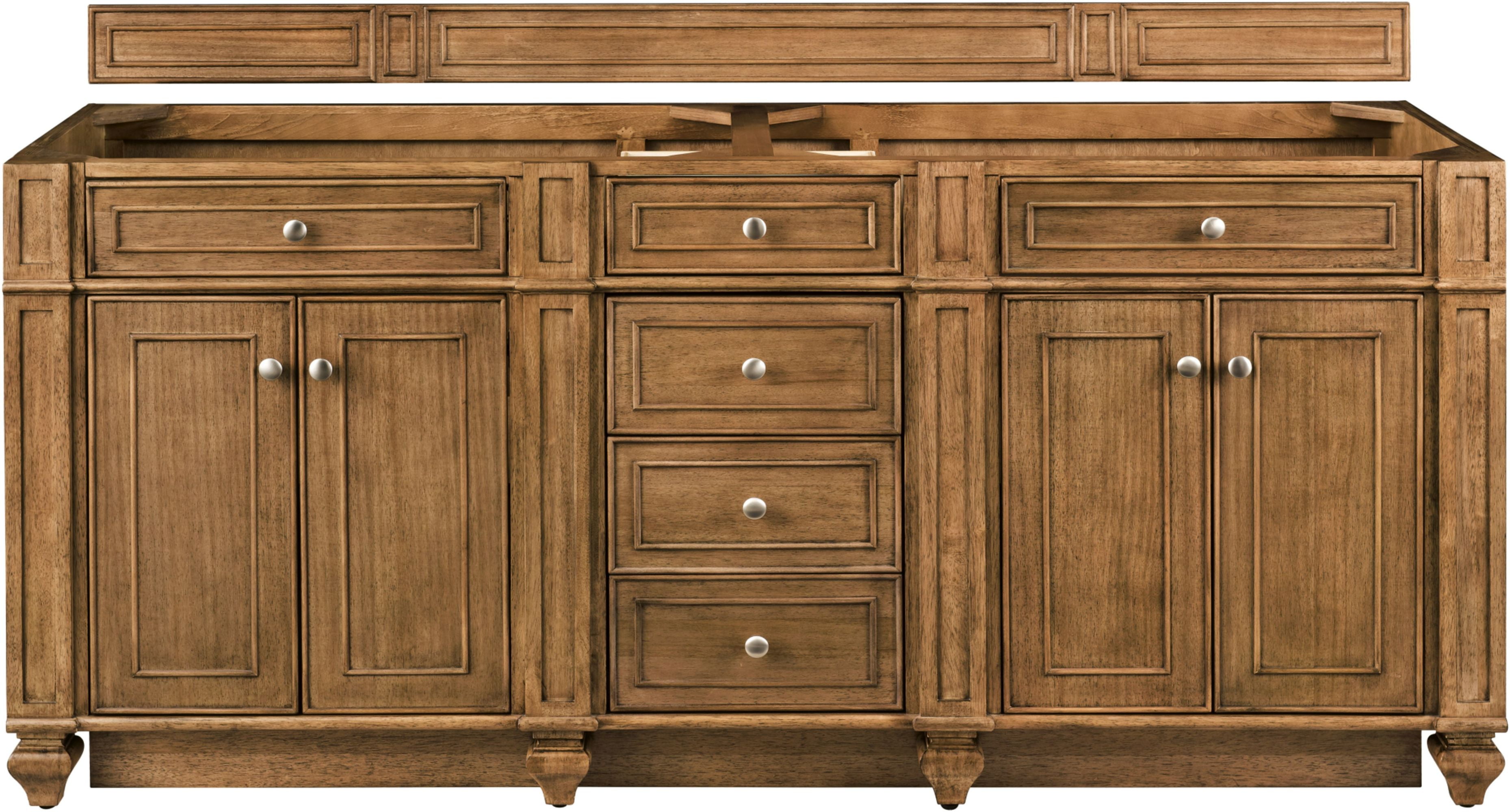 Saddle Brown 72" Double Freestanding Bathroom Vanity Base with Veneer