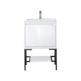 thumbnail image 1 of James Martin Vanities 23.6" Single Vanity, Glossy White, Matte Black Base w/ Glossy White Top, 1 of 7