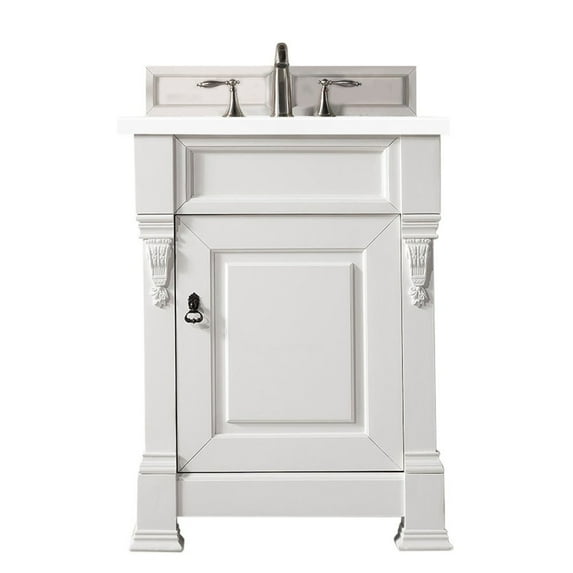 James Martin Vanities 26" Single Vanity, Bright White w/ 3 CM White Zeus Quartz Top