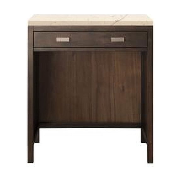 James Martin Vanities E444-CU30-MCA-3EMR 30 in. Addison Free-Standing Makeup Countertop Unit with 3 CM Eternal Marfil Quartz Top  Mid Century Acacia