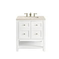 thumbnail image 1 of James Martin Vanities 30" Single Vanity, Bright White w/ 3 CM Eternal Marfil Top, 1 of 7