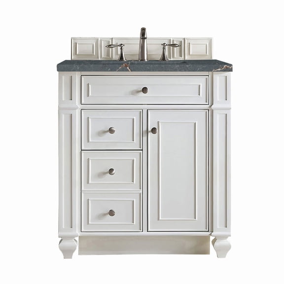 James Martin Vanities 157-V30-3Pbl Bristol 30" Single Basin Walnut Wood Vanity Set - White