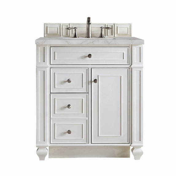 James Martin Vanities 157-V30-3Vsl Bristol 30" Single Basin Walnut Wood Vanity Set - White