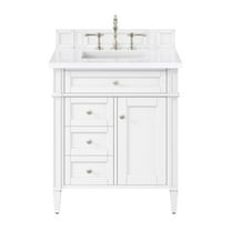 James Martin Vanities 30" Single Vanity, Bright White, w/ 3 CM White Zeus Quartz Top