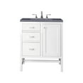 thumbnail image 1 of James Martin Vanities 30" Single Vanity Cabinet, Glossy White, w/ 3 CM Charcoal Soapstone Quartz Top, 1 of 5
