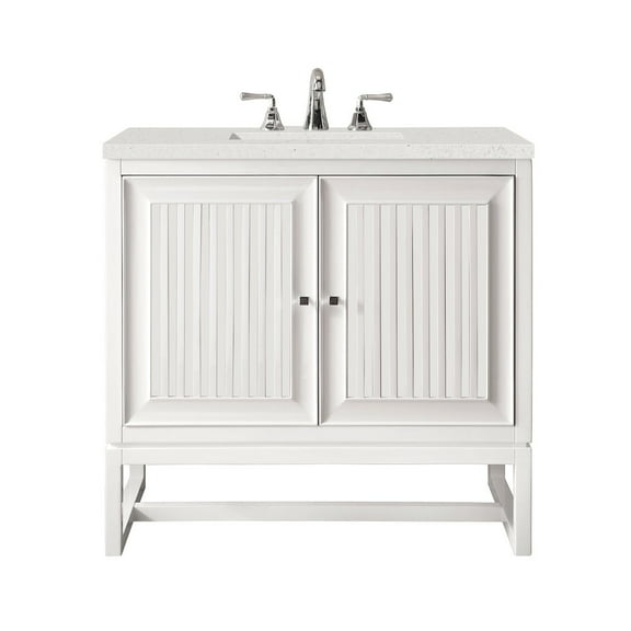 James Martin Vanities 30" Single Vanity, Glossy White w/ 3 CM Lime Delight Quartz Top