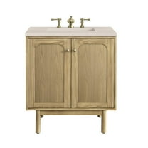 James Martin Vanities 30" Single Vanity, Light Natural Oak w/ 3 CM Eternal Marfil Top