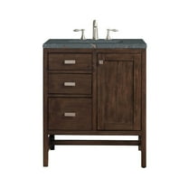 James Martin Vanities 30" Single Vanity, Mid-Century Acacia w/ 3 CM Parisien Bleu Quartz Top