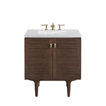 James Martin Vanities 30" Single Vanity, Mid-Century Walnut w/ 3 CM Arctic Fall Top