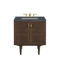 James Martin Vanities 30" Single Vanity, Mid-Century Walnut w/ 3 CM Charcoal Soapstone Top