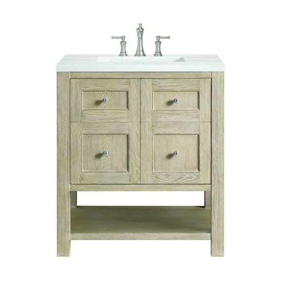 James Martin Vanities 30" Single Vanity, Whitewashed Oak w/ 3 CM Arctic Fall Solid Surface Top