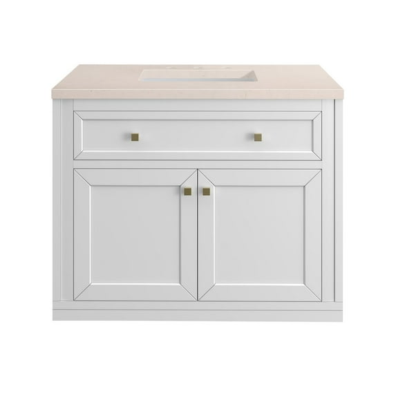 James Martin Vanities 36" Single Vanity, Glossy White w/ 3 CM Eternal Marfil Top