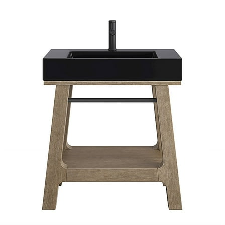 James Martin Vanities 31.5" Single Sink Console, Weathered Timber w/ Black Matte Mineral Top