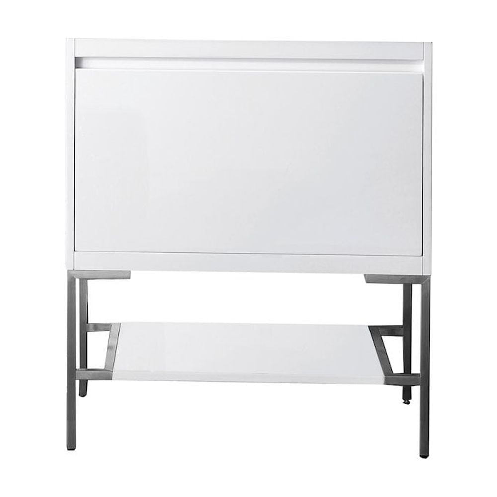 James Martin Vanities 31.5" Single Vanity Cabinet, Glossy White, Brushed Nickel Base