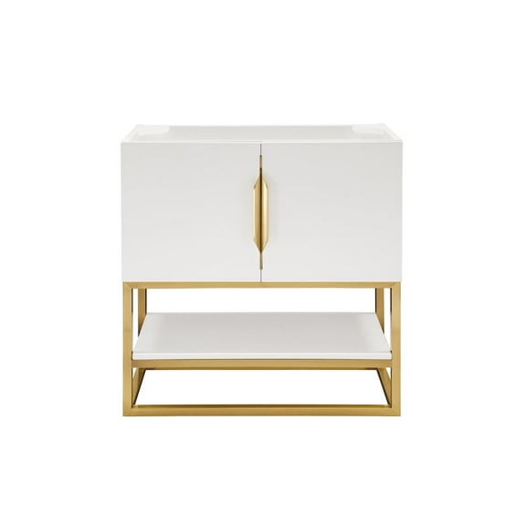 James Martin Vanities 31.5" Single Vanity Cabinet, Glossy White, Radiant Gold