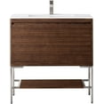 thumbnail image 1 of James Martin Vanities 35.4" Single Vanity Cabinet, Mid Century Walnut, Brushed Nickel Composite Top, 1 of 7