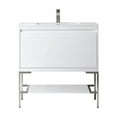 thumbnail image 1 of James Martin Vanities 35.4" Single Vanity, Glossy White, Brushed Nickel Base w/ Glossy White Top, 1 of 7