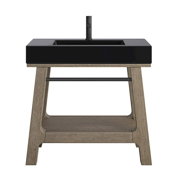 James Martin Vanities 36" Single Sink Console, Weathered Timber w/ Black Matte Mineral Top