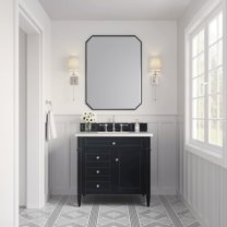 James Martin Vanities 36" Single Vanity, Black Onyx w/ 3 CM White Zeus Quartz Top
