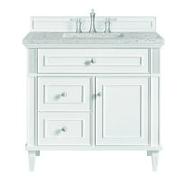 James Martin Vanities 36" Single Vanity, Bright White w/ 3 CM Eternal Jasmine Pearl Quartz Top