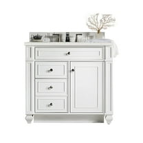 James Martin Vanities 36" Single Vanity, Bright White w/ 3 CM Lime Delight Quartz Top