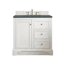 James Martin Vanities 36" Single Vanity, Bright White w/ 3 CM Parisien Bleu Quartz Top