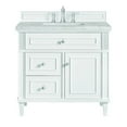thumbnail image 1 of James Martin Vanities 36" Single Vanity, Bright White w/ 3 CM Victorian Silver Quartz Top, 1 of 13