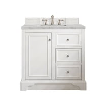 James Martin Vanities 36" Single Vanity, Bright White w/ 3 CM Victorian Silver Quartz Top