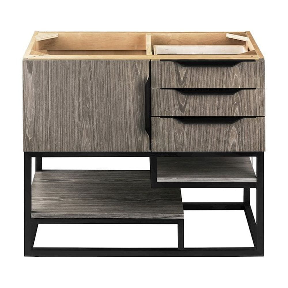 James Martin Vanities 36" Single Vanity Cabinet, Ash Gray, Matte Black