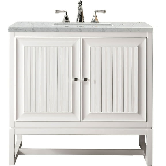 James Martin Vanities 36" Single Vanity Cabinet, Glossy White, Quartz Top