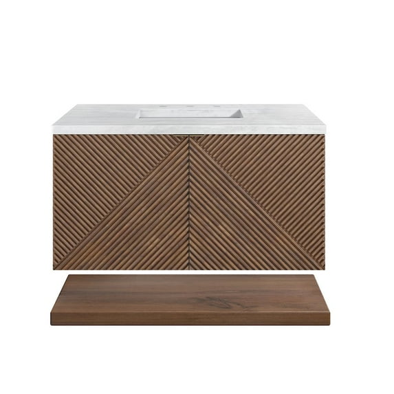 James Martin Vanities 36" Single Vanity, Chestnut w/ 3 CM Arctic Fall Top