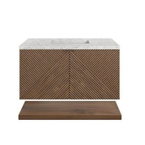 James Martin Vanities 36" Single Vanity, Chestnut w/ 3 CM Eternal Jasmine Pearl Top